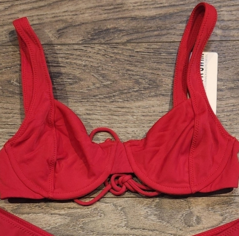 La Hana Swim Underwire Red Bikini Top NWT small